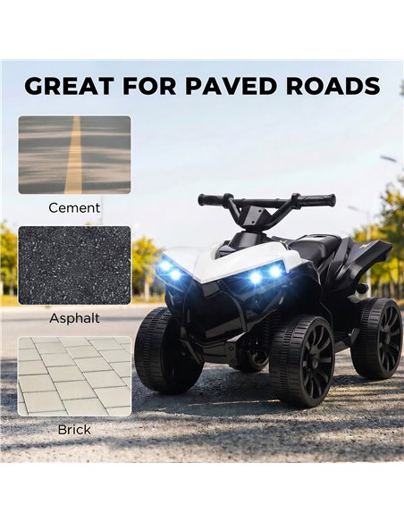 AIYAPLAY 6V Kids ATV, 4 Wheeler Electric Ride on Car with Music and LED Headlights, for Ages 18-56 Months Boys and Girls, White - pic 212519 | FastDaddyshop