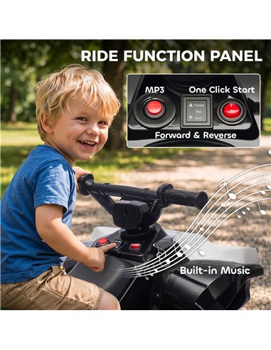 AIYAPLAY 6V Kids ATV, 4 Wheeler Electric Ride on Car with Music and LED Headlights, for Ages 18-56 Months Boys and Girls, White