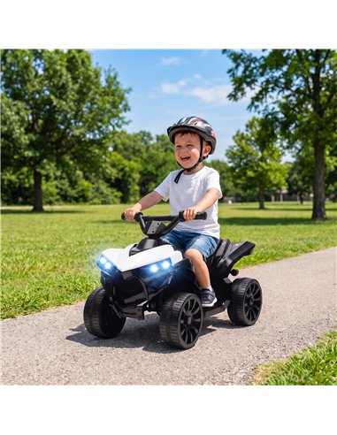 AIYAPLAY 6V Kids ATV, 4 Wheeler Electric Ride on Car with Music and LED Headlights, for Ages 18-56 Months Boys and Girls, White