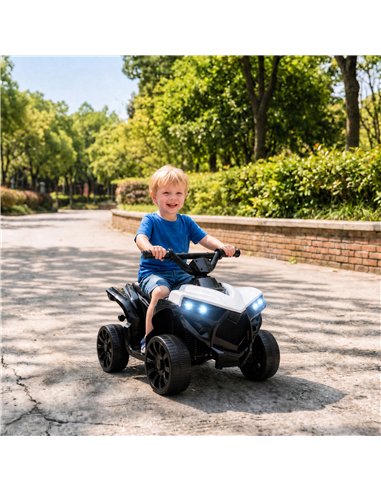 AIYAPLAY 6V Kids ATV, 4 Wheeler Electric Ride on Car with Music and LED Headlights, for Ages 18-56 Months Boys and Girls, White