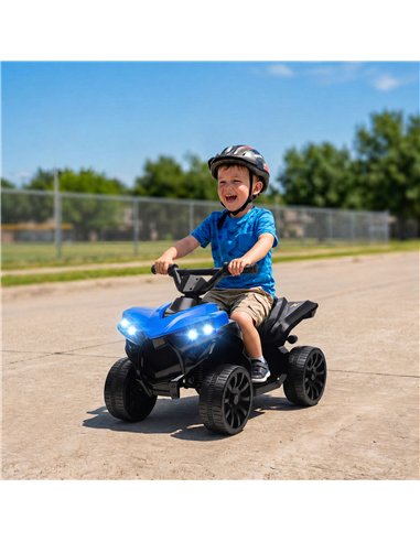 AIYAPLAY 6V Kids ATV, 4 Wheeler Electric Ride on Car with Music and LED Headlights, for Ages 18-56 Months Boys and Girls, Blue
