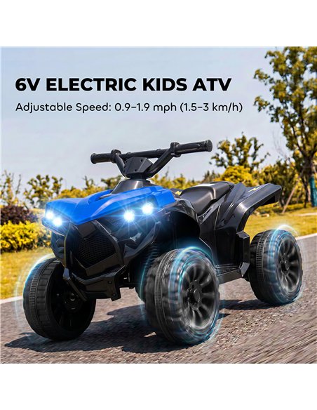 AIYAPLAY 6V Kids ATV, 4 Wheeler Electric Ride on Car with Music and LED Headlights, for Ages 18-56 Months Boys and Girls, Blue - pic 212527 | FastDaddyshop