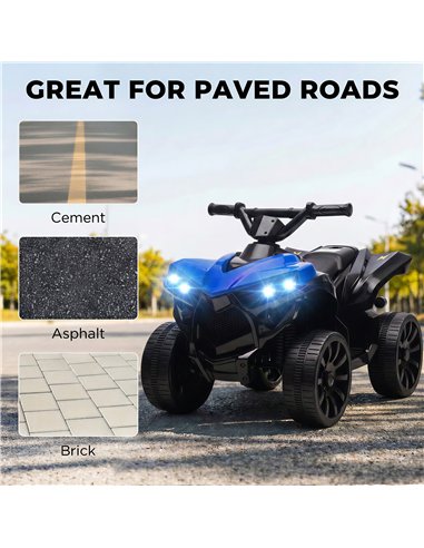 AIYAPLAY 6V Kids ATV, 4 Wheeler Electric Ride on Car with Music and LED Headlights, for Ages 18-56 Months Boys and Girls, Blue