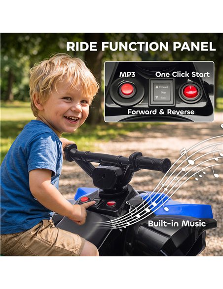 AIYAPLAY 6V Kids ATV, 4 Wheeler Electric Ride on Car with Music and LED Headlights, for Ages 18-56 Months Boys and Girls, Blue - pic 212529 | FastDaddyshop