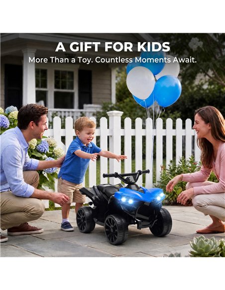 AIYAPLAY 6V Kids ATV, 4 Wheeler Electric Ride on Car with Music and LED Headlights, for Ages 18-56 Months Boys and Girls, Blue - pic 212530 | FastDaddyshop
