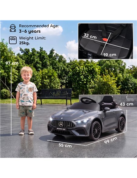 AIYAPLAY Licensed Mercedes AMG Kids Electric Car, 12V Ride On Car with Dual Motors, Remote Control for 3-6 Years, Grey - pic 212535 | FastDaddyshop