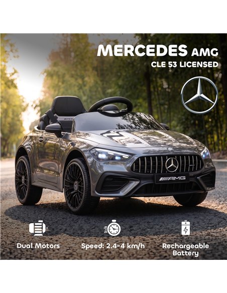 AIYAPLAY Licensed Mercedes AMG Kids Electric Car, 12V Ride On Car with Dual Motors, Remote Control for 3-6 Years, Grey - pic 212536 | FastDaddyshop