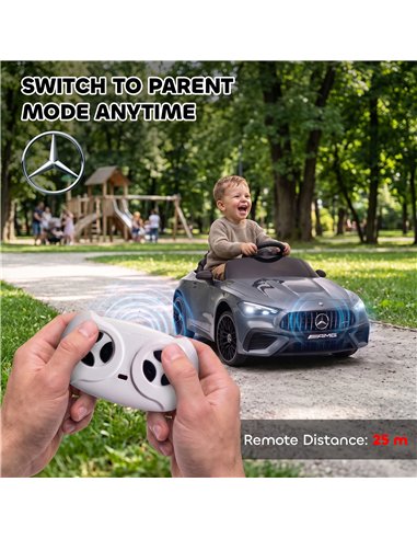 AIYAPLAY Licensed Mercedes AMG Kids Electric Car, 12V Ride On Car with Dual Motors, Remote Control for 3-6 Years, Grey