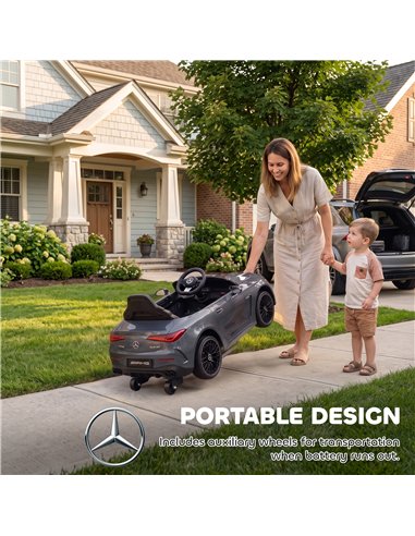 AIYAPLAY Licensed Mercedes AMG Kids Electric Car, 12V Ride On Car with Dual Motors, Remote Control for 3-6 Years, Grey