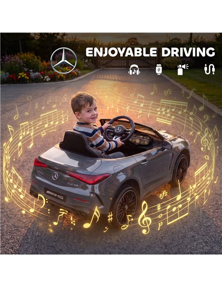AIYAPLAY Licensed Mercedes AMG Kids Electric Car, 12V Ride On Car with Dual Motors, Remote Control for 3-6 Years, Grey - pic 212539 | FastDaddyshop
