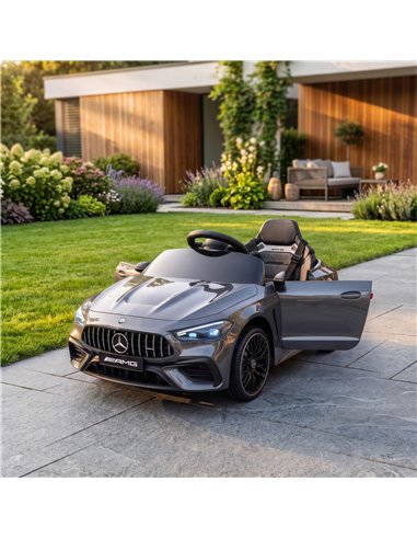 AIYAPLAY Licensed Mercedes AMG Kids Electric Car, 12V Ride On Car with Dual Motors, Remote Control for 3-6 Years, Grey