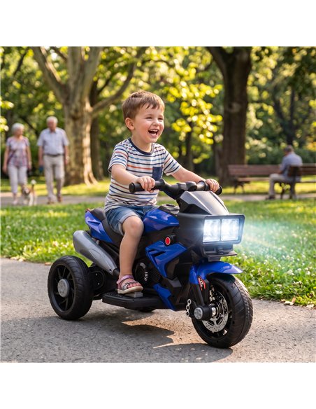 AIYAPLAY Kids Electric Motorcycle Ride-On Toy, 3-Wheel Battery-Operated Motorbike with Horn, Toddler Ride On Bike, Blue - pic 212543 | FastDaddyshop