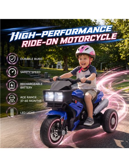 AIYAPLAY Kids Electric Motorcycle Ride-On Toy, 3-Wheel Battery-Operated Motorbike with Horn, Toddler Ride On Bike, Blue - pic 212545 | FastDaddyshop