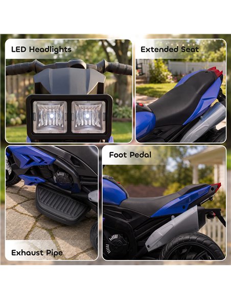 AIYAPLAY Kids Electric Motorcycle Ride-On Toy, 3-Wheel Battery-Operated Motorbike with Horn, Toddler Ride On Bike, Blue - pic 212548 | FastDaddyshop
