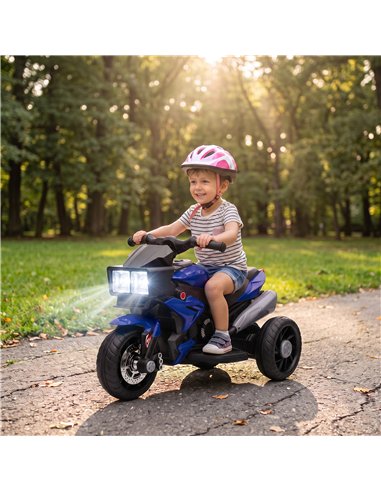 AIYAPLAY Kids Electric Motorcycle Ride-On Toy, 3-Wheel Battery-Operated Motorbike with Horn, Toddler Ride On Bike, Blue