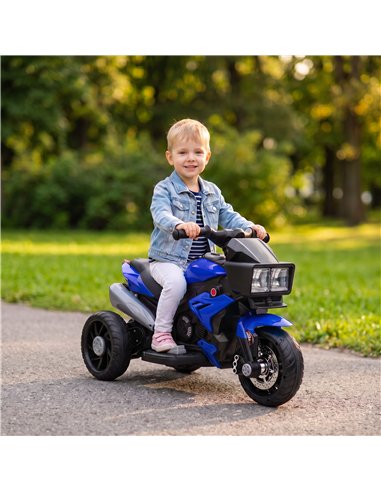 AIYAPLAY Kids Electric Motorcycle Ride-On Toy, 3-Wheel Battery-Operated Motorbike with Horn, Toddler Ride On Bike, Blue