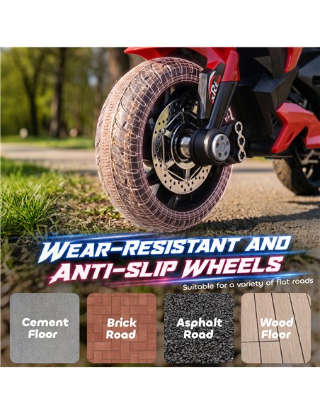 AIYAPLAY Kids Electric Motorcycle Ride-On Toy, 3-Wheel Battery-Operated Motorbike with Horn, Toddler Ride On Bike, Red - pic 212556 | FastDaddyshop