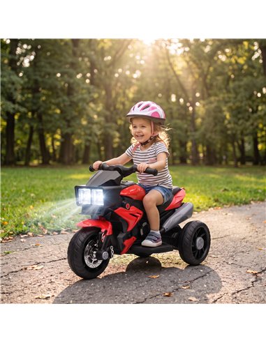 AIYAPLAY Kids Electric Motorcycle Ride-On Toy, 3-Wheel Battery-Operated Motorbike with Horn, Toddler Ride On Bike, Red