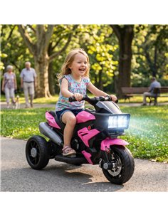 AIYAPLAY Kids Electric Motorcycle Ride-On Toy, 3-Wheel Battery-Operated Motorbike with Horn, Toddler Ride On Bike, Pink 2