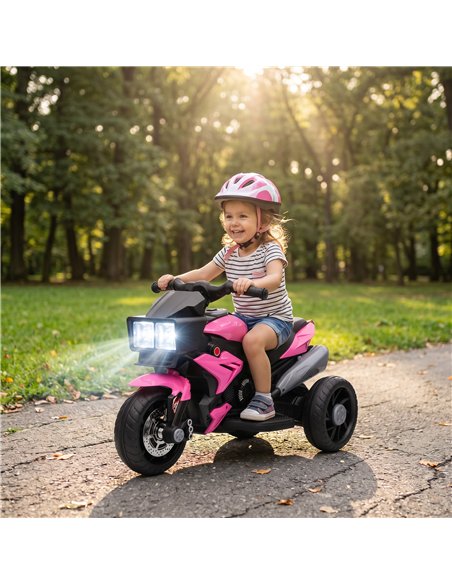 AIYAPLAY Kids Electric Motorcycle Ride-On Toy, 3-Wheel Battery-Operated Motorbike with Horn, Toddler Ride On Bike, Pink - pic 212567 | FastDaddyshop
