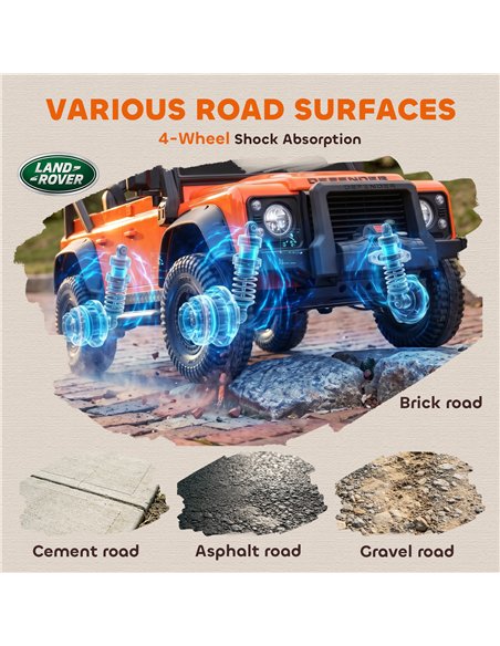 AIYAPLAY Kids Ride On Car with Remote Control, Music, Horn, 4 Spring Suspension Wheels, LED Lights for 3-5 Years Old, Orange - pic 212575 | FastDaddyshop