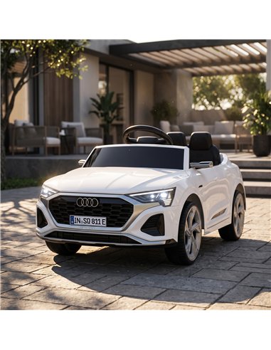 AIYAPLAY Audi Q8 etron Sportback Licensed Ride on Car with Remote Control, Four-Wheel Suspension, Soft Start for Ages 3-4, White