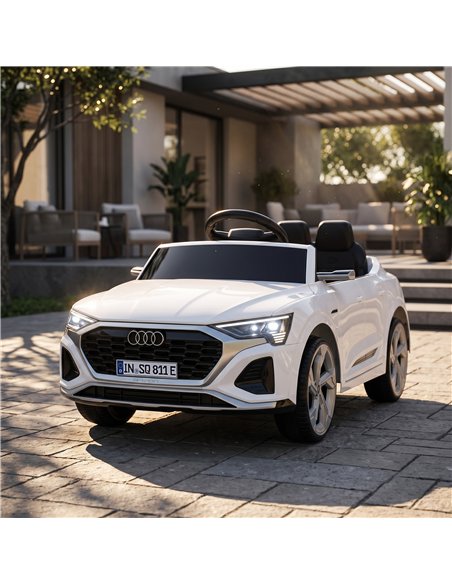 AIYAPLAY Audi Q8 etron Sportback Licensed Ride on Car with Remote Control, Four-Wheel Suspension, Soft Start for Ages 3-4, White - pic 212585 | FastDaddyshop