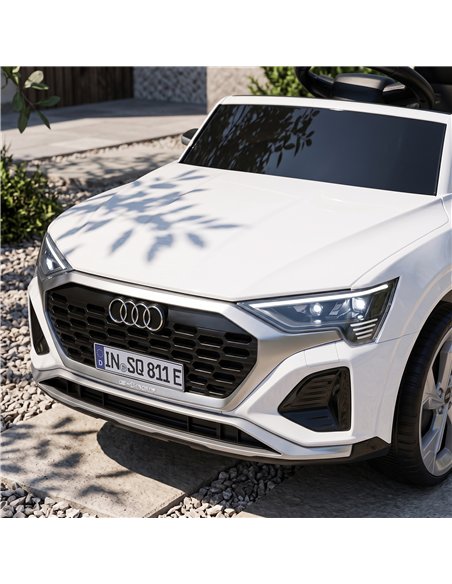 AIYAPLAY Audi Q8 etron Sportback Licensed Ride on Car with Remote Control, Four-Wheel Suspension, Soft Start for Ages 3-4, White - pic 212586 | FastDaddyshop