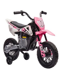 AIYAPLAY Kids Electric Motorcycle, 12V Ride On Motorbike with Training Wheels, Soft Start, Suspension, Music for 3–6 Years, Pink