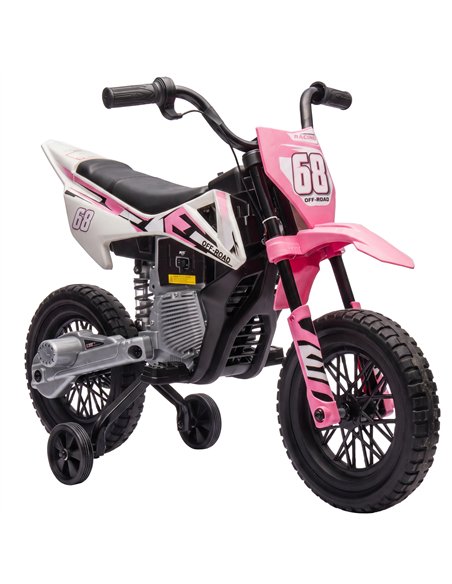 AIYAPLAY Kids Electric Motorcycle, 12V Ride On Motorbike with Training Wheels, Soft Start, Suspension, Music for 3–6 Years, Pink - pic 212587 | FastDaddyshop