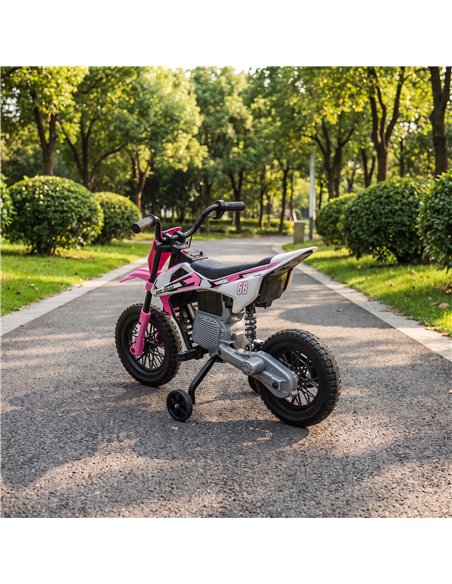 AIYAPLAY Kids Electric Motorcycle, 12V Ride On Motorbike with Training Wheels, Soft Start, Suspension, Music for 3–6 Years, Pink - pic 212595 | FastDaddyshop