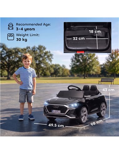 AIYAPLAY Audi Q8 etron Sportback Licensed Ride on Car with Remote Control, Four-Wheel Suspension, Soft Start for Ages 3-4, Black