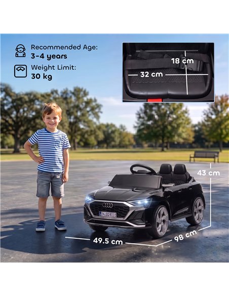 AIYAPLAY Audi Q8 etron Sportback Licensed Ride on Car with Remote Control, Four-Wheel Suspension, Soft Start for Ages 3-4, Black - pic 212598 | FastDaddyshop
