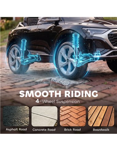 AIYAPLAY Audi Q8 etron Sportback Licensed Ride on Car with Remote Control, Four-Wheel Suspension, Soft Start for Ages 3-4, Black