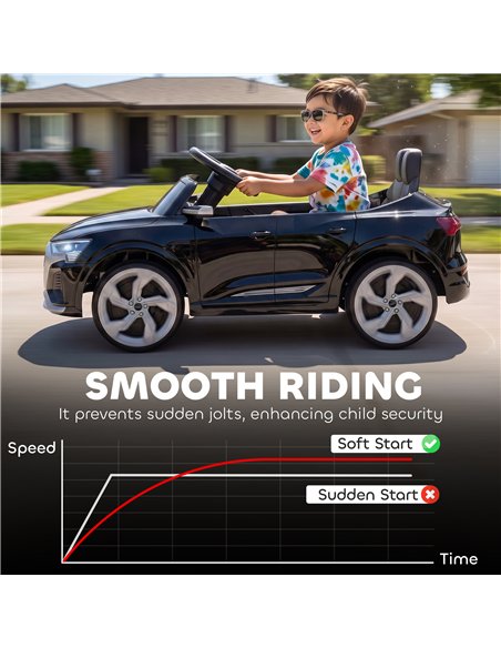 AIYAPLAY Audi Q8 etron Sportback Licensed Ride on Car with Remote Control, Four-Wheel Suspension, Soft Start for Ages 3-4, Black - pic 212602 | FastDaddyshop
