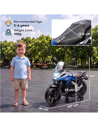AIYAPLAY Licensed Honda 12V Kids Electric Motorbike with Training Wheels, Soft Start, Headlights, Music for 3-6 Years, Blue