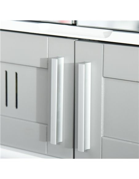 Kleankin Bathroom Mirror Cabinet, Wall Mounted Storage Cupboard with Double Doors and Adjustable Shelf, Bathroom Organizer, Grey - pic 21261 | FastDaddyshop