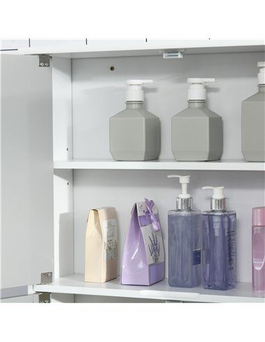 Kleankin Bathroom Mirror Cabinet, Wall Mounted Storage Cupboard with Double Doors and Adjustable Shelf, Bathroom Organizer, Grey