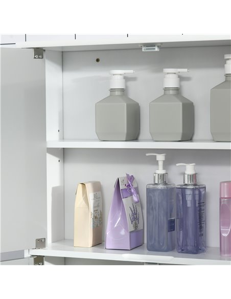 Kleankin Bathroom Mirror Cabinet, Wall Mounted Storage Cupboard with Double Doors and Adjustable Shelf, Bathroom Organizer, Grey - pic 21262 | FastDaddyshop