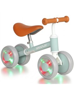 AIYAPLAY Baby Balance Bike for 1-2 Years Old, Light-up Toddler Balance Bike with Adjustable Seat, 4 Silent EVA Wheels, Green