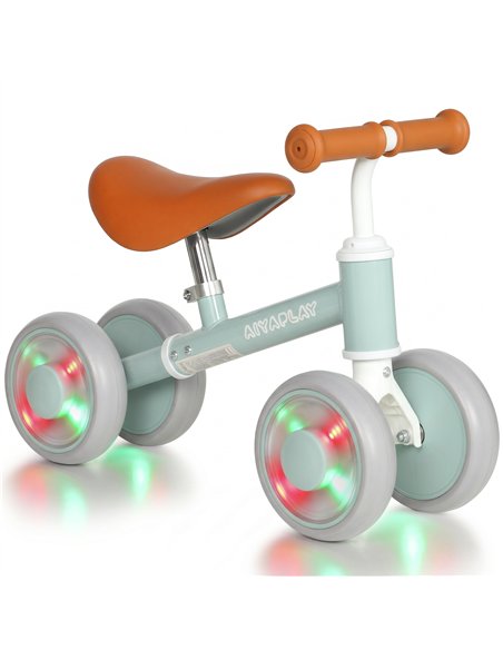 AIYAPLAY Baby Balance Bike for 1-2 Years Old, Light-up Toddler Balance Bike with Adjustable Seat, 4 Silent EVA Wheels, Green - pic 212623 | FastDaddyshop