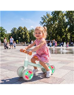 AIYAPLAY Baby Balance Bike for 1-2 Years Old, Light-up Toddler Balance Bike with Adjustable Seat, 4 Silent EVA Wheels, Green 2