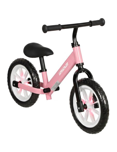 AIYAPLAY 11.2" Balance Bike for 2-5 Years, Toddler Bike with Lighting Wheels, Adjustable Seat & Handlebar, 360° Steering, Pink - pic 212632 | FastDaddyshop