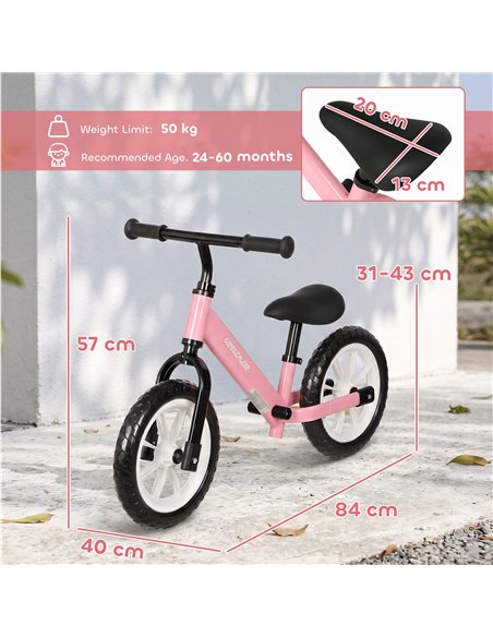 AIYAPLAY 11.2" Balance Bike for 2-5 Years, Toddler Bike with Lighting Wheels, Adjustable Seat & Handlebar, 360° Steering, Pink - pic 212634 | FastDaddyshop