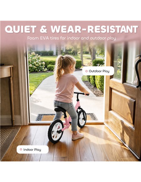 AIYAPLAY 11.2" Balance Bike for 2-5 Years, Toddler Bike with Lighting Wheels, Adjustable Seat & Handlebar, 360° Steering, Pink - pic 212638 | FastDaddyshop