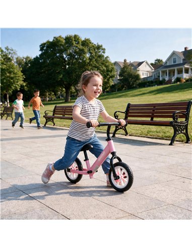 AIYAPLAY 11.2" Balance Bike for 2-5 Years, Toddler Bike with Lighting Wheels, Adjustable Seat & Handlebar, 360° Steering, Pink