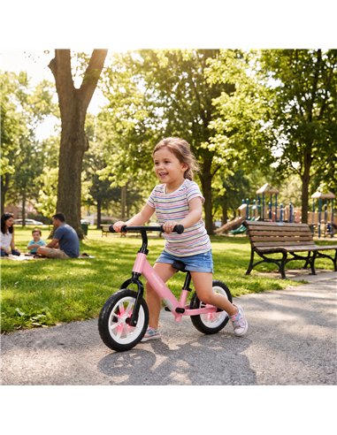 AIYAPLAY 11.2" Balance Bike for 2-5 Years, Toddler Bike with Lighting Wheels, Adjustable Seat & Handlebar, 360° Steering, Pink