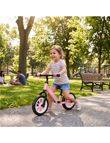 AIYAPLAY 11.2" Balance Bike for 2-5 Years, Toddler Bike with Lighting Wheels, Adjustable Seat & Handlebar, 360° Steering, Pink - pic 212640 | FastDaddyshop
