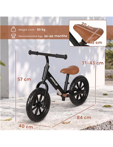 AIYAPLAY 11.2" Balance Bike for 2-5 Years, Toddler Bike with Lighting Wheels, Adjustable Seat & Handlebar, Black