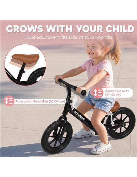 AIYAPLAY 11.2" Balance Bike for 2-5 Years, Toddler Bike with Lighting Wheels, Adjustable Seat & Handlebar, Black - pic 212645 | FastDaddyshop